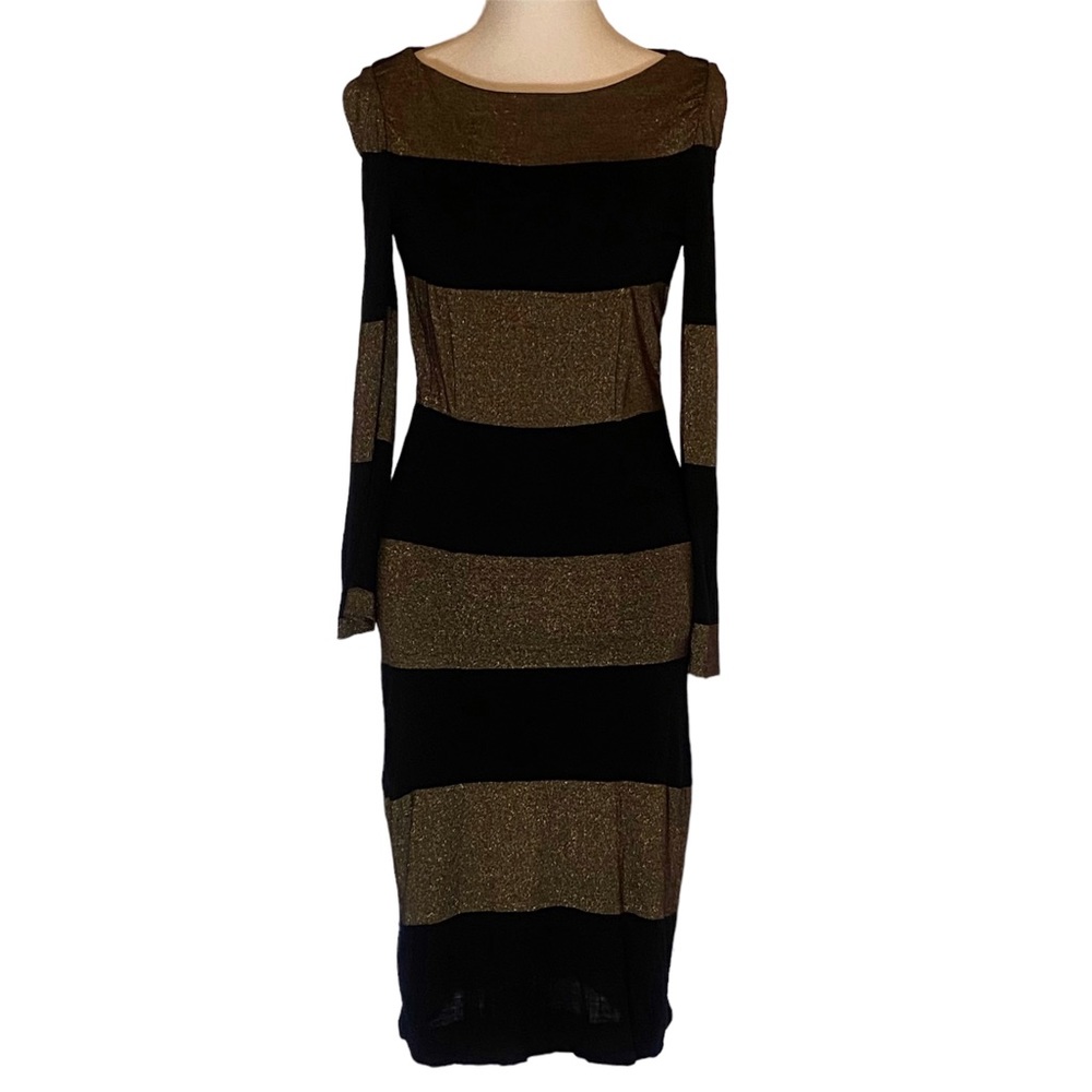 Cache Bodycon black and gold dress Size XS